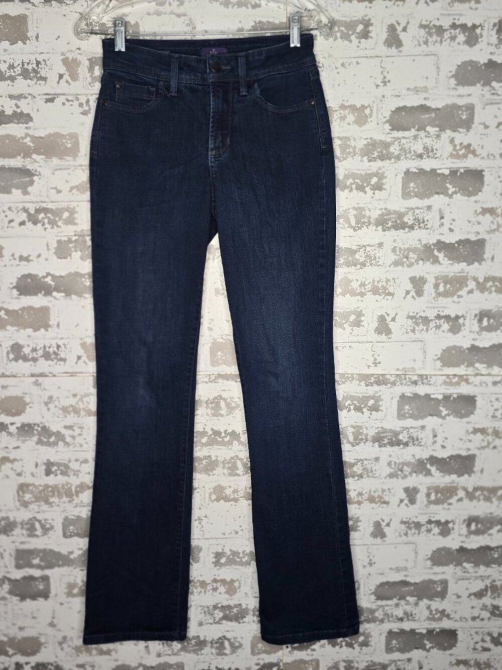 NYDJ Jeans Womens 0 Dark Blue Wash Billie Mini Bootcut Lift Tuck Stretch Boho